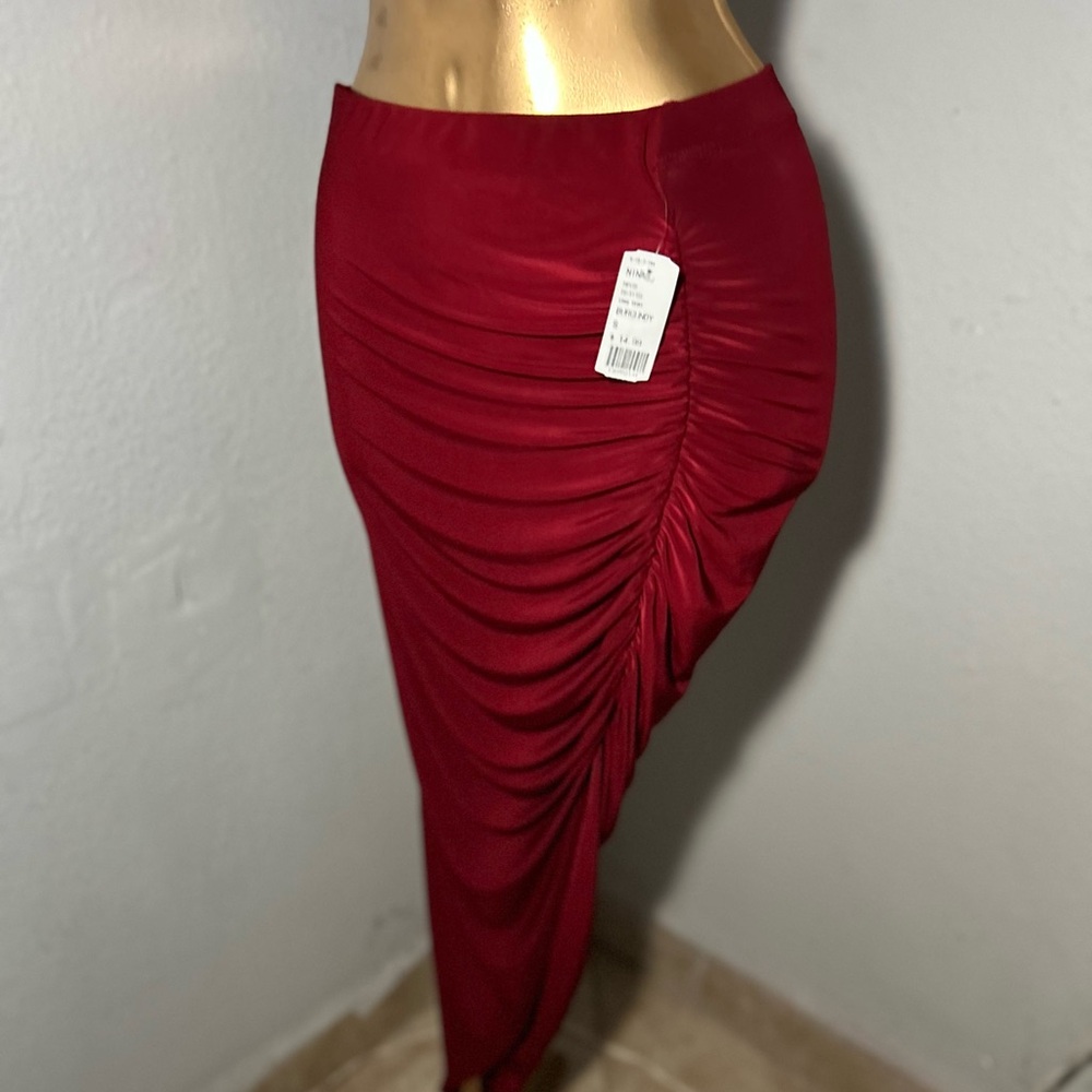Elegant Red Ruched Skirt